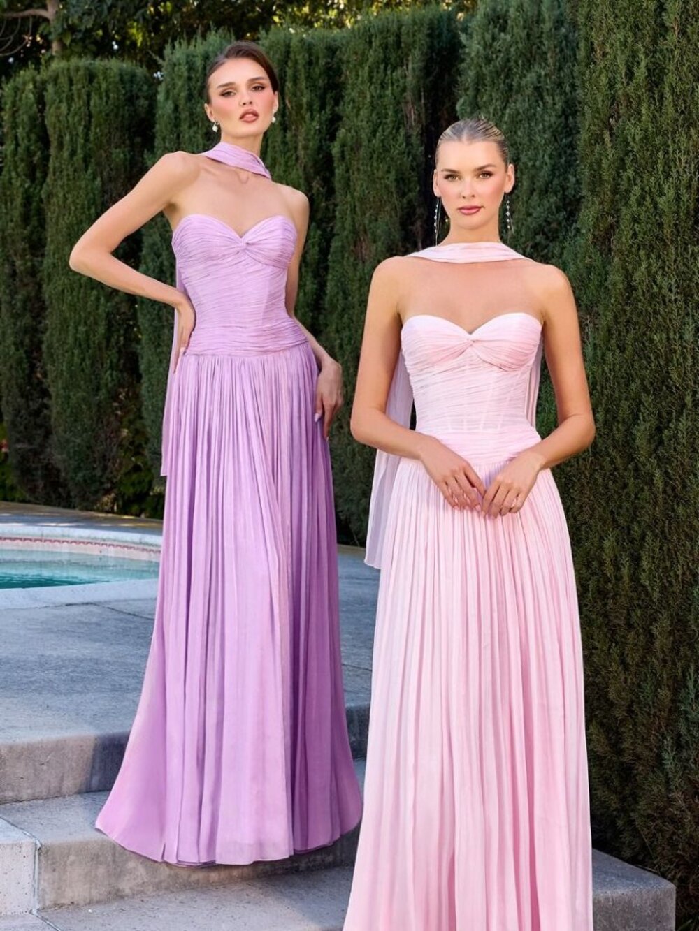 New Lavender Bridesmaid Luminescent Chiffon Gown w/ Sweetheart Neckline CD414 - Picture 8 of 8
